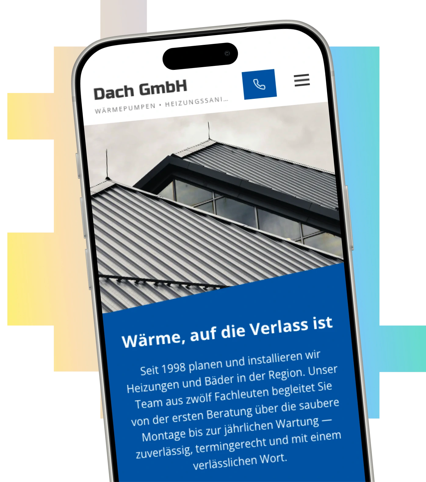 gwerbo-Beispielwebsite auf dem Smartphone